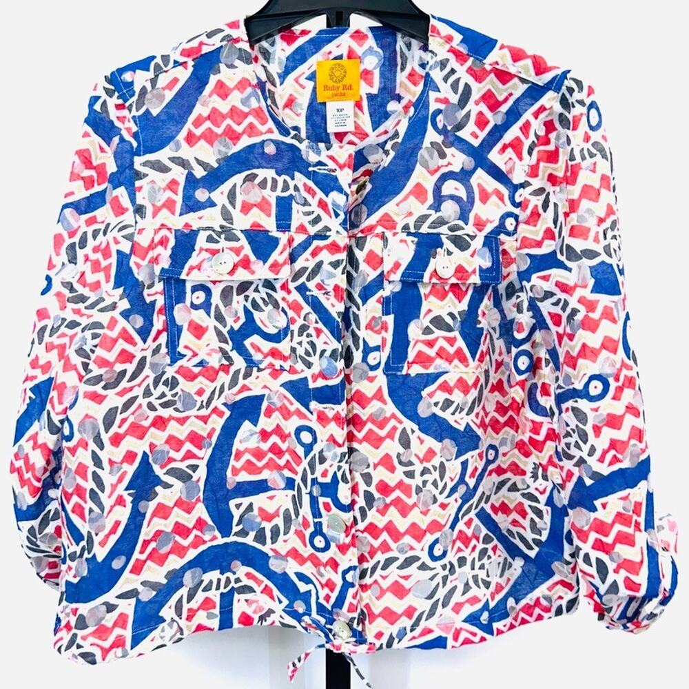 Ruby Road Spring Jacket Size 10 Petite Button Close Long Sleeve Art to Wear